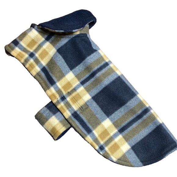 Handsome Navy Plaid Dog Coat Jacket - Picture 1 of 5